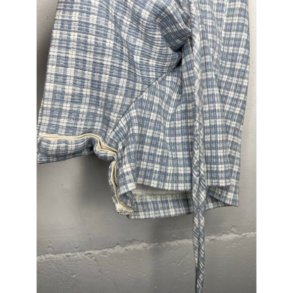 Vintage Lil Byer Plaid Romper Tie Back Size 3T Made in USA Blue White - Picture 7 of 8